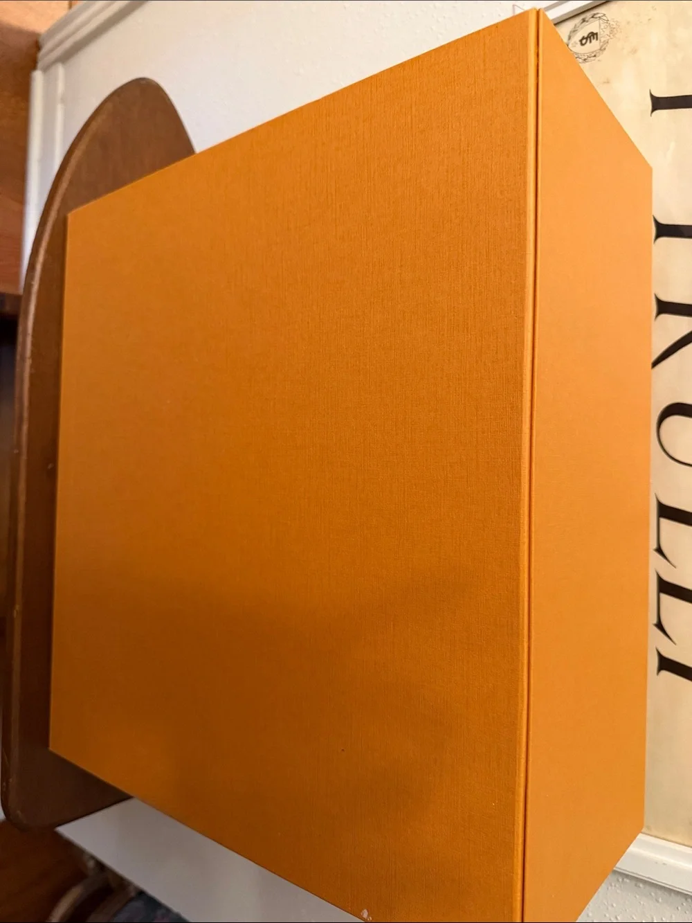 Louis Vuitton Large Orange Box with Cream Dust Bag and Blue Ribbon